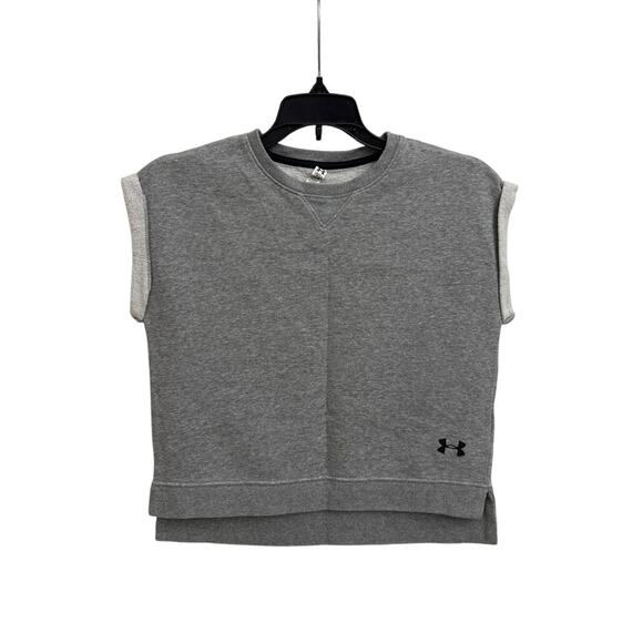 Under Armour Gray Crop Sleeveless Sweatshirt Size Youth Girl's Medium (10/12) - Picture 3 of 5